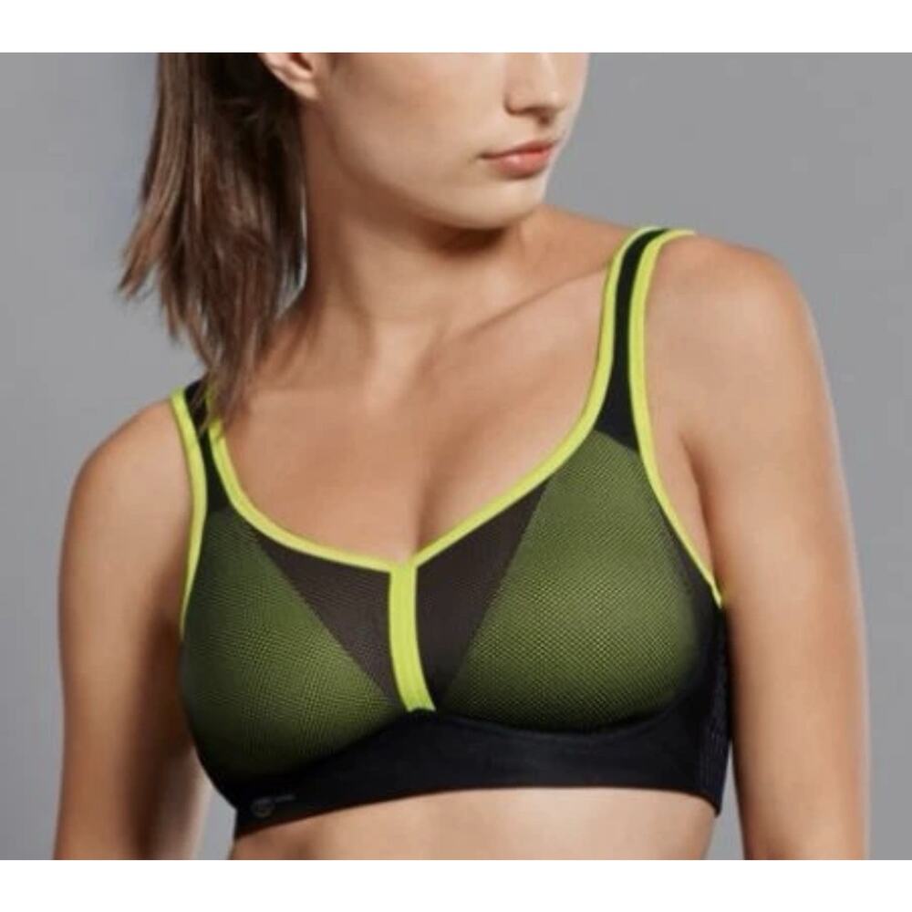 DeltaPad by ANITA 5544 - 30 F Black/Neon New in Box Air Control Sports Bra Chrty